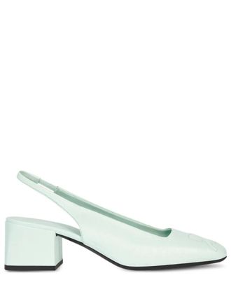 Courr&egrave;ges 55mm AC slingback pumps - women - Cotton/Polyurethane/Elastane/Calf Leather/Calf Leather/Rubber - 36 - Green