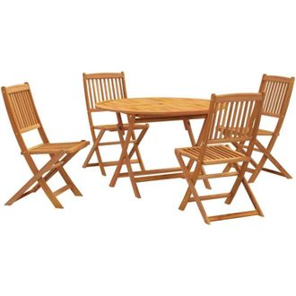 vidaXL 5 Pieces Garden Dining Set Solid Wood Acacia vidaXL