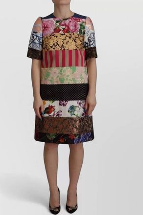 Dolce & Gabbana silk patchwork floral-print mini dress