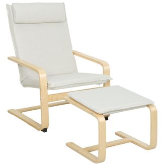 HOMCOM Sill&oacute;n con reposapi&eacute;s 67x78x92 cm crema