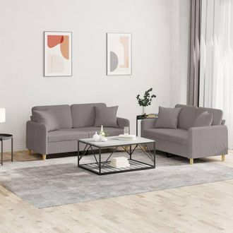 vidaXL Vidaxl - Juego De Sof&aacute;s Con Cojines 2 Piezas Tela Gris Taupe