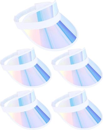 Generic 5 Pcs Sun Visor Hats Women Clear Colorful Party Outdoor Sports Beach Golf Cap Men Wide Brim Adjustable Neon Sunvisors Walk Hiking Girls Visors (Lrides