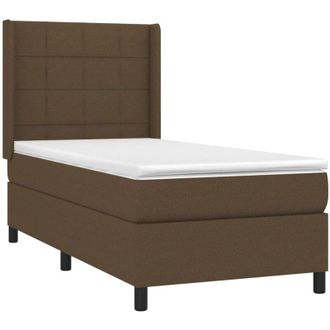 vidaXL Vidaxl - Cama Box Spring Colch&oacute;n Luces Led Tela Marr&oacute;n Oscuro 100x200cm