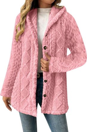 Generic Womens Jackets Long Sleeves Fleece Lined Coats Warm Lightweight Jacket Padded Thermal Outdoor Puffer Jackets Thick And Comfortable Hooded With Pockets