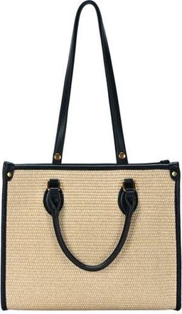 Rachel Zoe Raffia Contrast Tote Bag in Natural/black at Nordstrom Rack