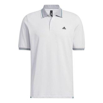 adidas Mens adidas Logo Printing Straight Buckle Short Sleeve White Polo Shirt HS4391