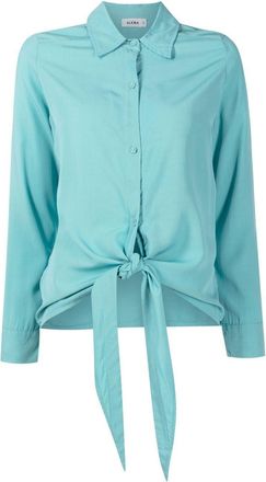 Amir Slama long-sleeved tie-front shirt - women - Viscose - GG - Blue