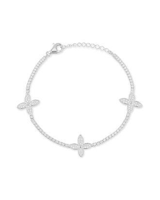 Chloe and Madison Chloe And Madison Silver Cz Flower Tennis Bracelet