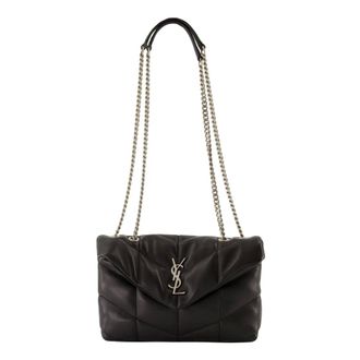Saint Laurent Shoulder Bags, female, Black, Size: ONE SIZE Black and Silver Puffer Toy Bag