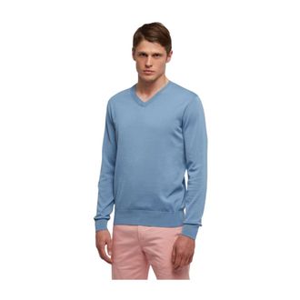 Brooks Brothers Mak&ograve; Cotton V-Neck Jumper - male - Brooks Brothers - V-neck Knitwear - Blue - XL - Knitwear