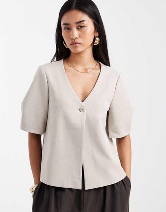 Object Blazer con maniche corte a palloncino color humus-Neutro