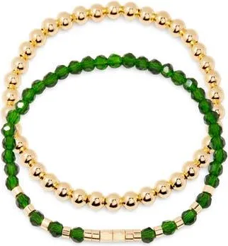 Brook & York Makenna Set of 2 Birthstone Beaded Stretch Bracelets in Gold at Nordstrom Rack