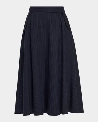 Golden Goose Journey Pinstripe Circle Skirt