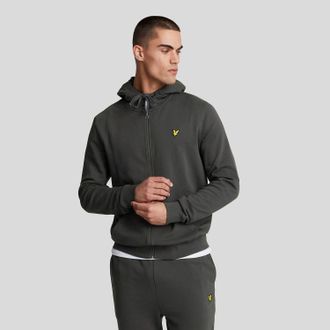 Lyle & Scott Mens And Zip Through Hoodie in Gunmetal - Silver Cotton - Size Small