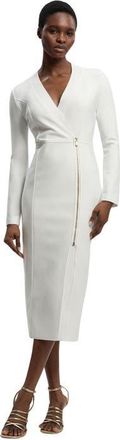 Karen Millen Bandage Zip Detail Midi Dress in Ivory at Nordstrom, Size 10