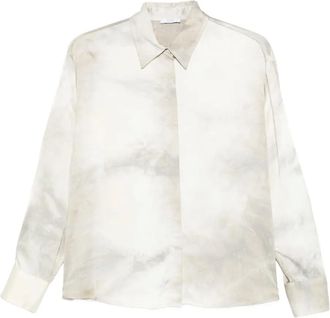 PESERICO Blouse met tie-dye print - Grijs