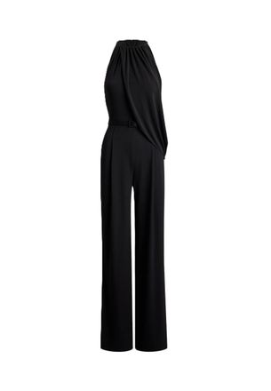 Ralph Lauren Draped Halter Knit Wide-Leg Jumpsuit