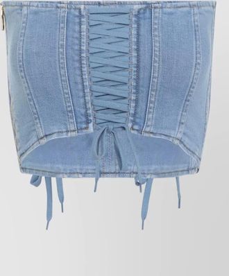 Elisabetta Franchi denim corset top strapless lace up