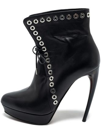 Alexander McQueen 120mm eyelet-embellished boots - women - Calf Leather/Calf Leather/Calf Leather - 36 - Black