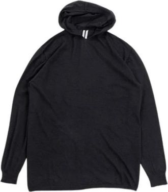 Rick Owens Zwarte Cashmere Hoodie met Capuchon en Oversized Pasvorm - Heren - Hoodies - Zwart - L - Kasjmier - Hoodies & sweatvesten