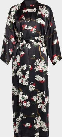 Olivia Von Halle Queenie Ren&eacute; Floral-Print Silk Robe