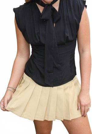 Grey Lab Sleeveless Blouse With Tie In Black