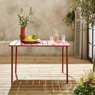 Sweeek Metal Garden Table For 4 People in Terracotta