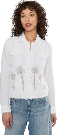 Tommy Bahama Two Palms Embroidered Raw Edge Jacket Womens Jacket White : LG (US 12-14), Linen