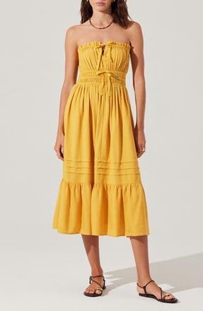ASTR the Label Aubrie Strapless Midi Sundress in Mustard at Nordstrom Rack, Size X-Small