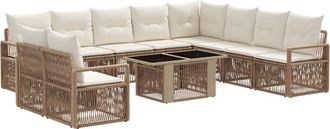 vidaXL Conjunto De Sof&aacute;s De Jard&iacute;n 11 Uds. Beige Y Blanco Crema Vidaxl