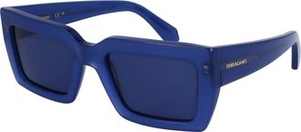 Ferragamo Blue Rectangular Ladies Sunglasses SF1108S 423 54