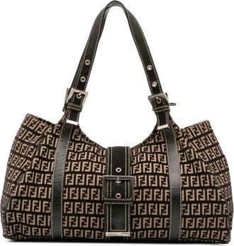 Fendi Borsa a spalla in tela con motivo Zucchino 2000-2010 - Marrone