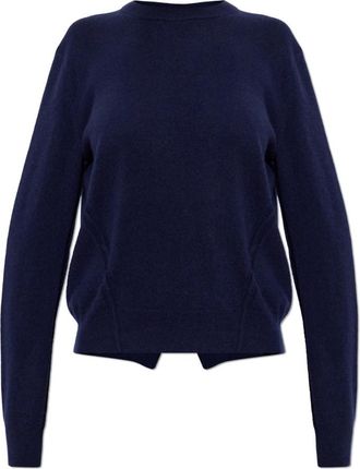 Jil Sander Cashmere Open-Back Sweater - Dames - Cashmere truien - Blauw - L - Kasjmier - Truien & Vesten