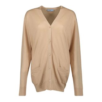 Prada Dames, Truien, Beige, Maat: 2XS Wol