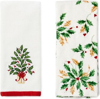 Lenox Set Of 2 Holiday Tree Kitchen Towels