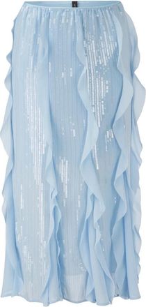 Marc Cain Paillettenrok met Volants - Dames - Midirokken - Blauw - S - Pailletten - Rokken