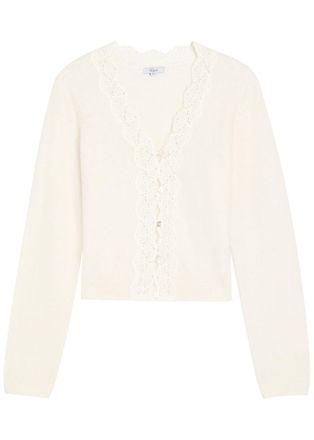 Rails Mer Lace-trim Alpaca-blend Cardigan - Ivory - S (UK8-10 / S)