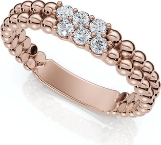 Pompeii3 Two Row Beaded Diamond Stackable Ring 14k Gold or Platinum Lab Grown