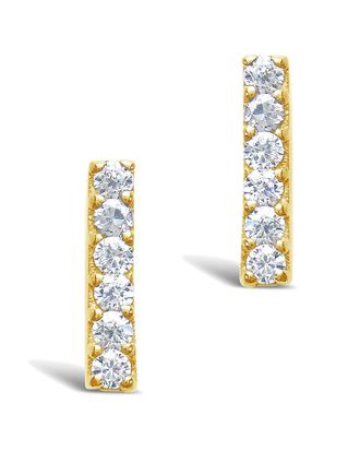 Sterling Forever 14K Over Silver Cz Bar Studs