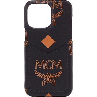 MCM AREN iPhone 15 Pro Max Case in Maxi Visetos in Maxi Monogram Black at Nordstrom