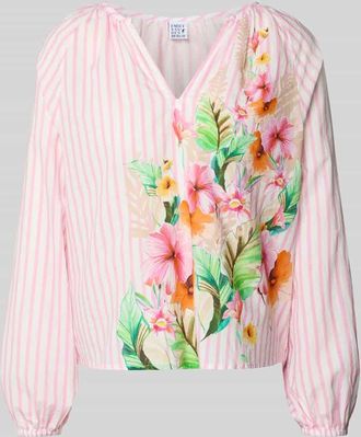 Emily van den Bergh Bluse mit Tunikakragen und elastischen &Auml;rmelabschl&uuml;ssen in Hellrosa, Gr&ouml;&szlig;e 36