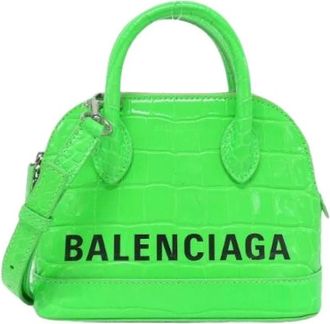 Balenciaga Pre-owned Mini Bags, female, Green, Size: ONE SIZE Pre-owned Ville Leather Shoulder Bag