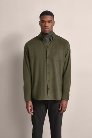 Bugatti Langarmhemd BUGATTI, Herren, Gr. 4XL, Normalgr&ouml;ssen, gr&uuml;n (oliv), 100% Baumwolle, unifarben, normal, 2-Knopf-Manschette, Hemden Langarmhemd, aus moder