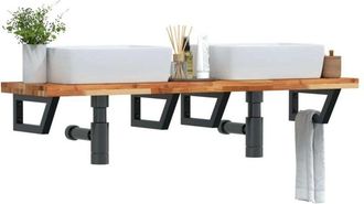 vidaXL Estante De Lavabo De Pared Acero Y Madera Maciza De Acacia Vidaxl