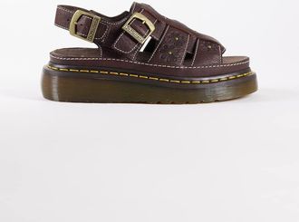 Dr. Martens Wrenlie - Sandali marrone scuro con fiori in rilievo