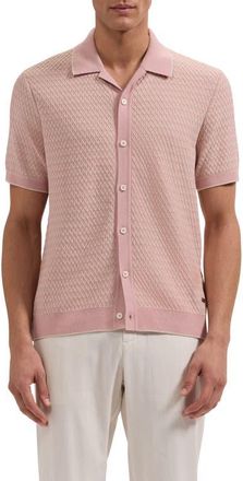 Bugatchi Short Sleeve Cardigan in Dusty Pink at Nordstrom, Size Xxx-Large