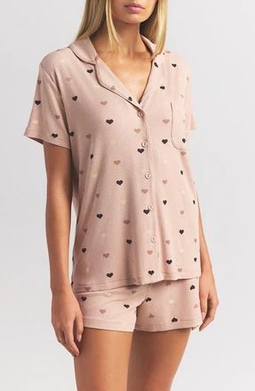 SKIMS Soft Lounge Short Sleep Set in Mica Mini Heart Halfdrop at Nordstrom, Size X-Small