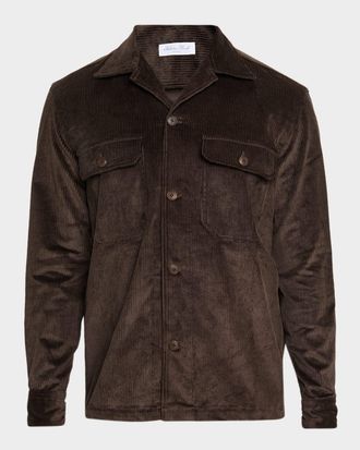 Salvatore Piccolo Mens Cotton Corduroy Dual-Pocket Overshirt
