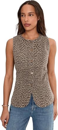 Liverpool L.A. Crew Neck Split Front Denim Vest Womens Clothing Khaki Abstract Animal : XS, Cotton/Denim/Elastane