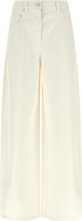 Brunello Cucinelli The Wide Barrel Jeans - Dames - Loose Fit Jeans - Wit - M - Katoen - Jeans